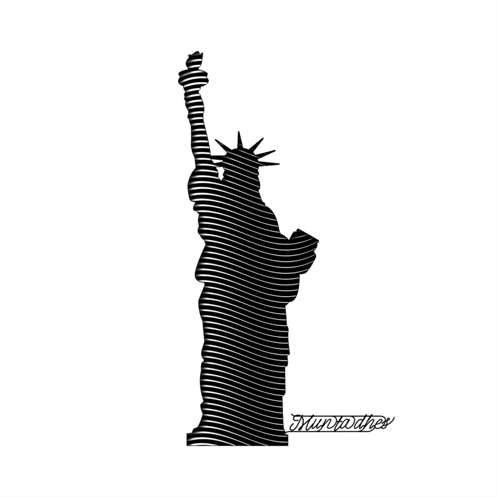 the liberty statue line art Artwork